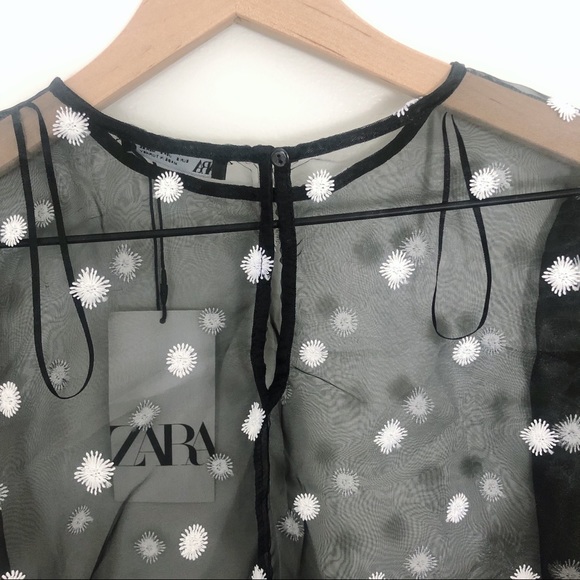 SOLD NWT Zara Embroidered Organza Sheer Blouse - Picture 7 of 8